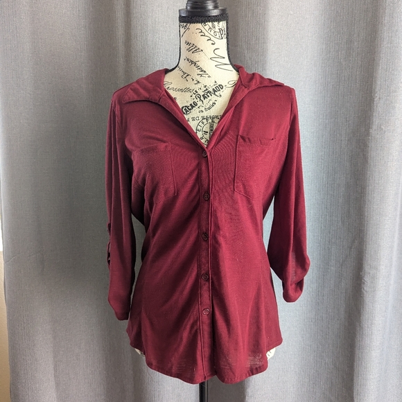 Almost Famous button down top size large 3/4 Sleeves - Picture 1 of 10
